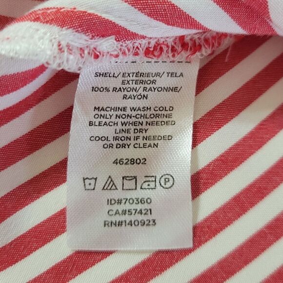 Loft Women's Red Striped Flutter Sleeve Rayon Blouse - Picture 14 of 16